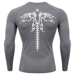 Camiseta Longa Compressão Proteção UV Cyber Tribal Dark Wings Evolution Asas 02 Costas