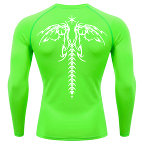 Camiseta Longa Compressão Proteção UV Cyber Tribal Dark Wings Evolution Asas 02 Costas