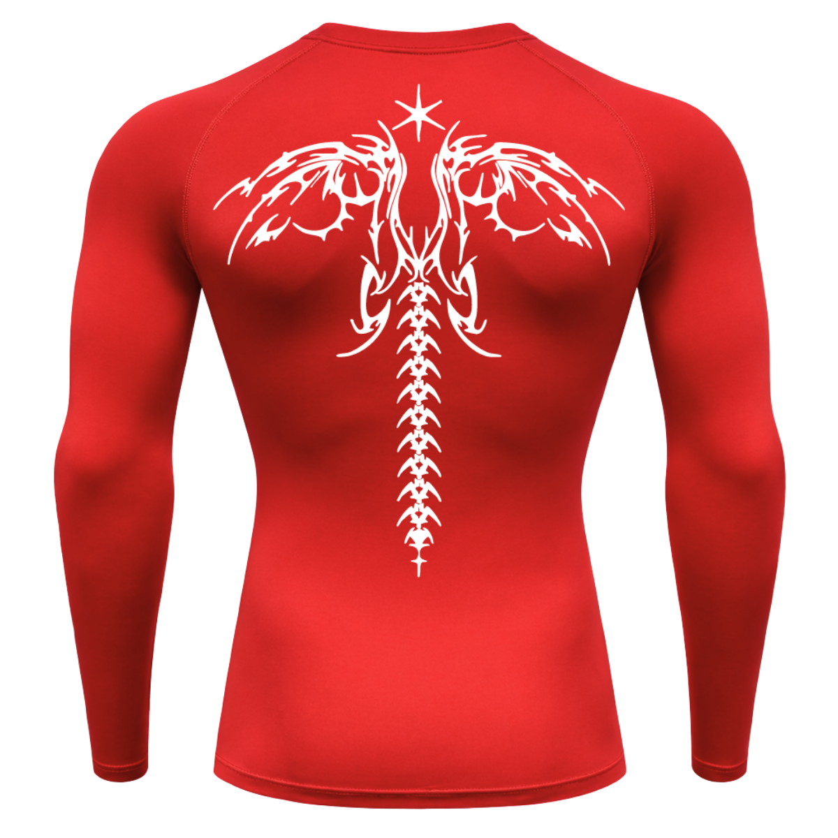 Camiseta Longa Compressão Proteção UV Cyber Tribal Dark Wings Evolution Asas 02 Costas