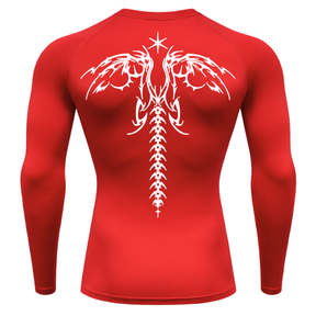 Camiseta Longa Compressão Proteção UV Cyber Tribal Dark Wings Evolution Asas 02 Costas