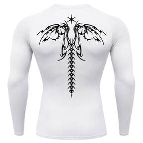 Camiseta Longa Compressão Proteção UV Cyber Tribal Dark Wings Evolution Asas 02 Costas