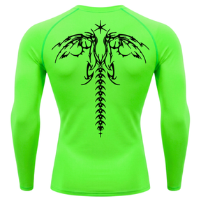 Camiseta Longa Compressão Proteção UV Cyber Tribal Dark Wings Evolution Asas 02 Costas