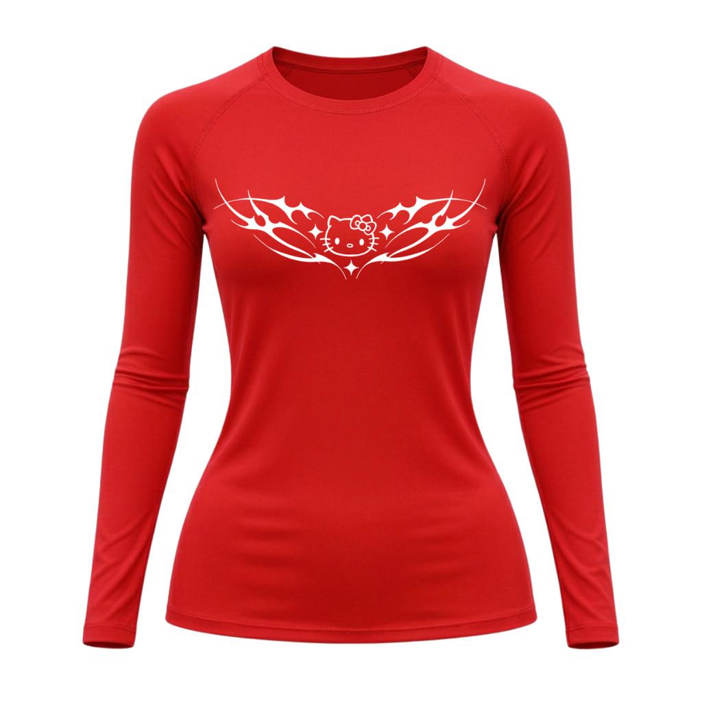 Camiseta Compressão Uv Manga Longa Cyber Tribal Angel Hello Kitty Rash Guard