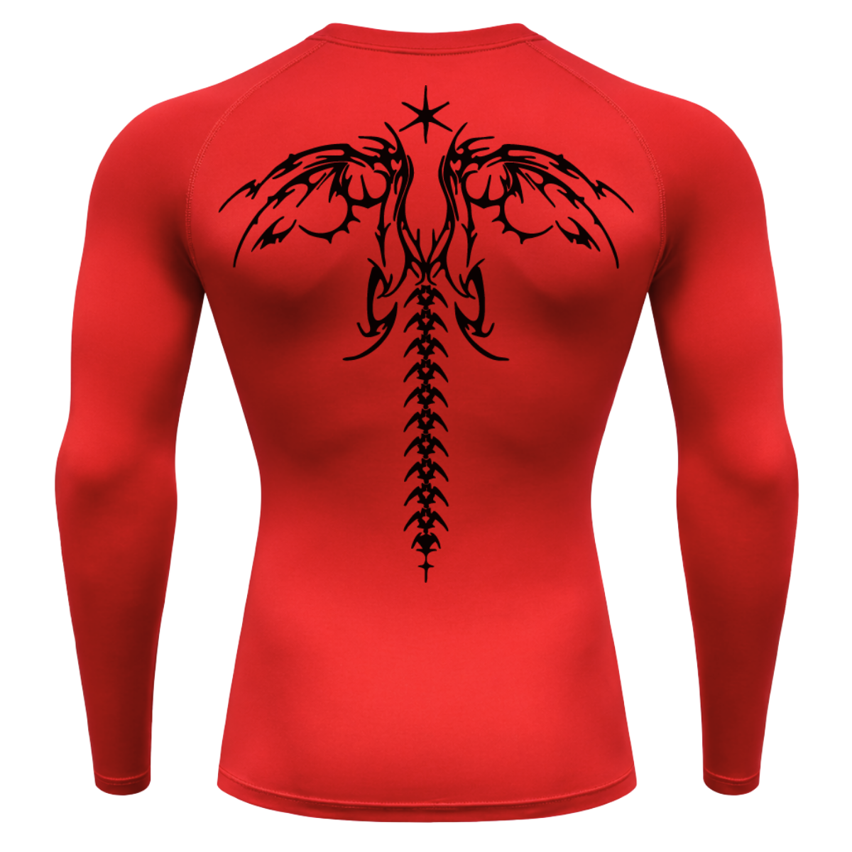 Camiseta Longa Compressão Proteção UV Cyber Tribal Dark Wings Evolution Asas 02 Costas