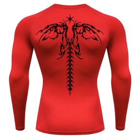 Camiseta Longa Compressão Proteção UV Cyber Tribal Dark Wings Evolution Asas 02 Costas