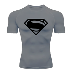 Camisa Compressão Proteção Uv 50+ Estampada Tecido Gelado Segunda Pele Manga Curta Super Man Super Homem Rash Guard
