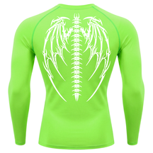 Camiseta Longa Compressão Proteção UV Cyber Tribal Bones Wings Costas