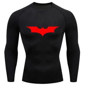 Camisa Compressão Proteção Uv 50+ Estampada Tecido Gelado Segunda Pele Manga Longa Símbolo Batman