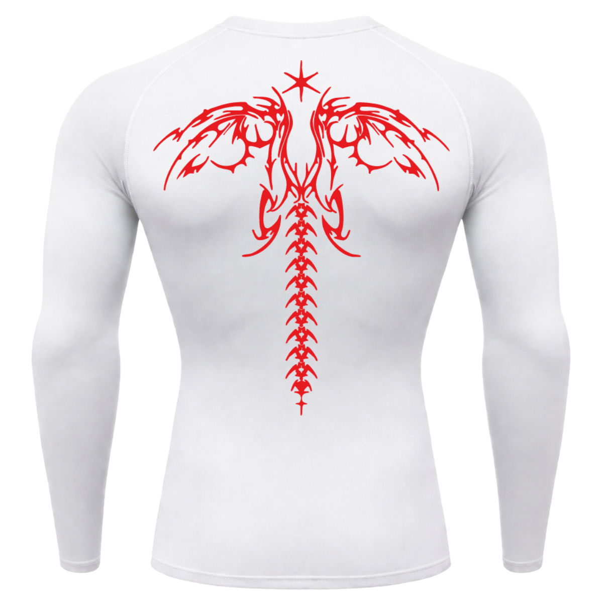 Camiseta Longa Compressão Proteção UV Cyber Tribal Dark Wings Evolution Asas 02 Costas