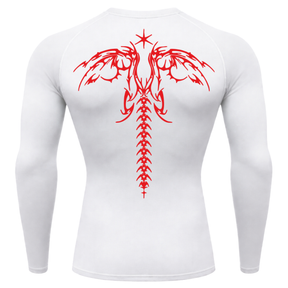 Camiseta Longa Compressão Proteção UV Cyber Tribal Dark Wings Evolution Asas 02 Costas