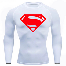 Camisa Compressão Proteção Uv 50+ Estampada Tecido Gelado Segunda Pele Manga Longa Símbolo Super Man Super Homem