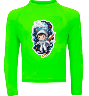 Camiseta Menino Astronauta Explorando O Espaço Térmica Juvenil Infantil Proteção Solar Uv 50+ Estampada - 07