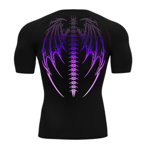 Camiseta Curta Compressão Proteção UV Cyber Tribal Bones Wings Asas 01