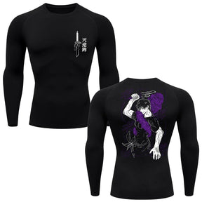 Camiseta Compressão Proteção Uv 50+ Manga Longa Jujutsu Kaisen Toji Zenin Behind Rash Guard