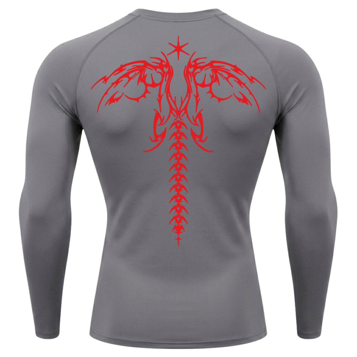 Camiseta Longa Compressão Proteção UV Cyber Tribal Dark Wings Evolution Asas 02 Costas