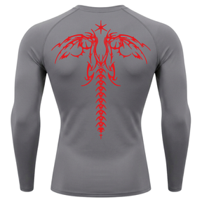 Camiseta Longa Compressão Proteção UV Cyber Tribal Dark Wings Evolution Asas 02 Costas