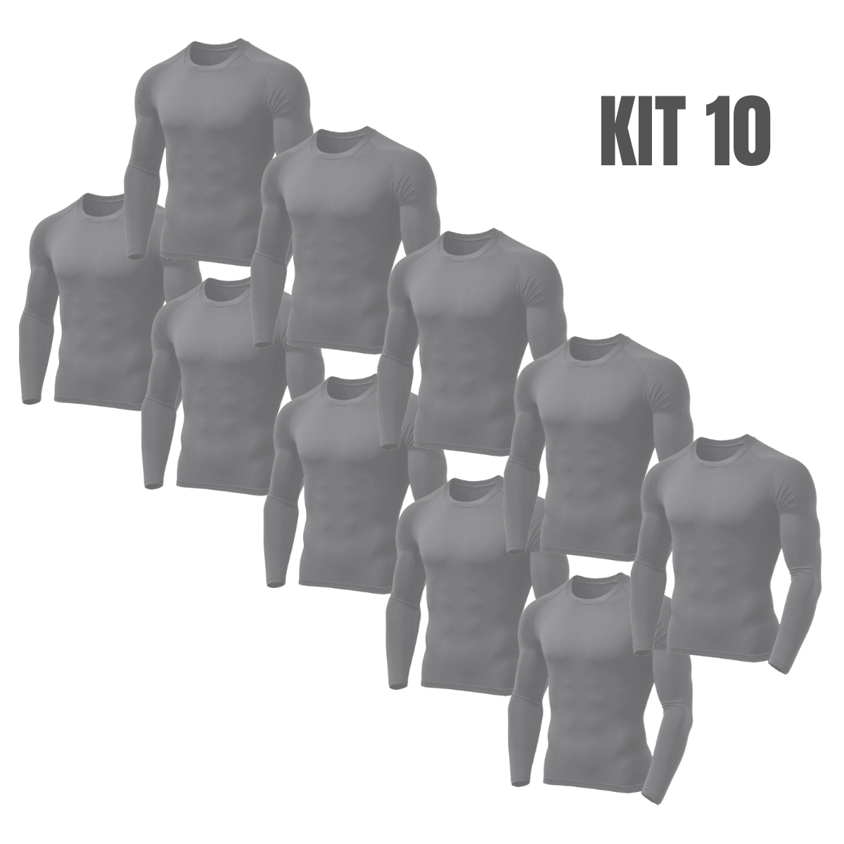 kit 10 camisas térmicas com proteção uv cinza