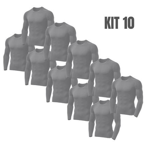 Kit 10 camisas térmicas de proteção UV 50 + cinza