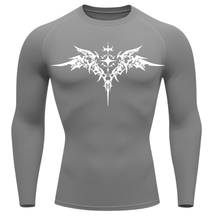 Camiseta Longa Compressão Proteção UV Cyber Tribal Angel Shadow Wings
