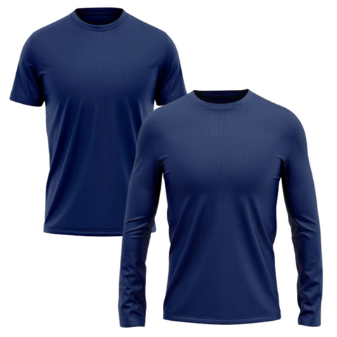 Kit 2 camisas UV manga longa e manga curta azul marinho