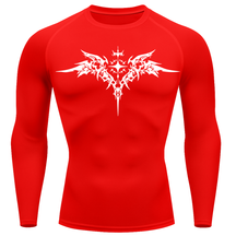 Camiseta Longa Compressão Proteção UV Cyber Tribal Angel Shadow Wings