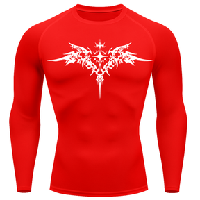 Camiseta Longa Compressão Proteção UV Cyber Tribal Angel Shadow Wings