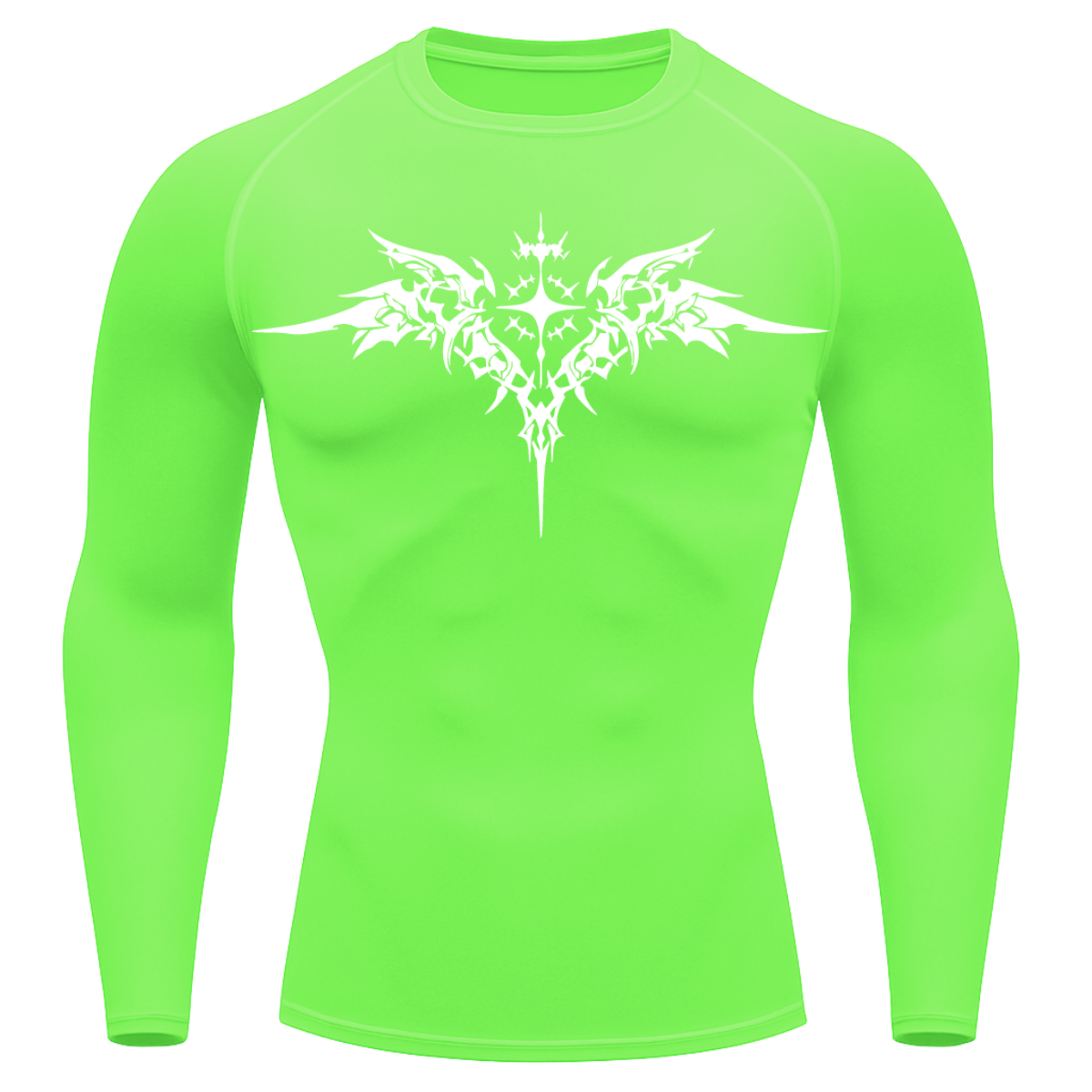 Camiseta Longa Compressão Proteção UV Cyber Tribal Angel Shadow Wings