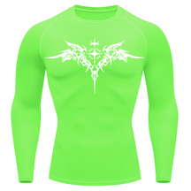 Camiseta Longa Compressão Proteção UV Cyber Tribal Angel Shadow Wings