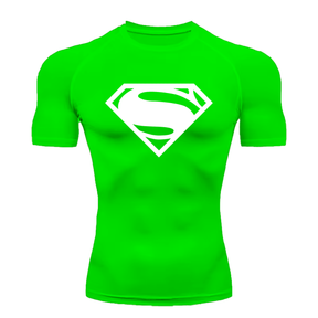 Camisa Compressão Proteção Uv 50+ Estampada Tecido Gelado Segunda Pele Manga Curta Super Man Super Homem Rash Guard