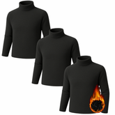 Kit 3 Camiseta Manga Longa Gola Alta Peluciada Tecido Flanelado