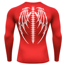 Camiseta Longa Compressão Proteção UV Cyber Tribal Bones Wings Costas