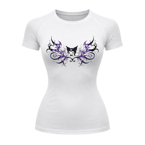 Camiseta Compressão Uv Manga Curta Cyber Tribal Black Heart Hello Kitty Rash Guard