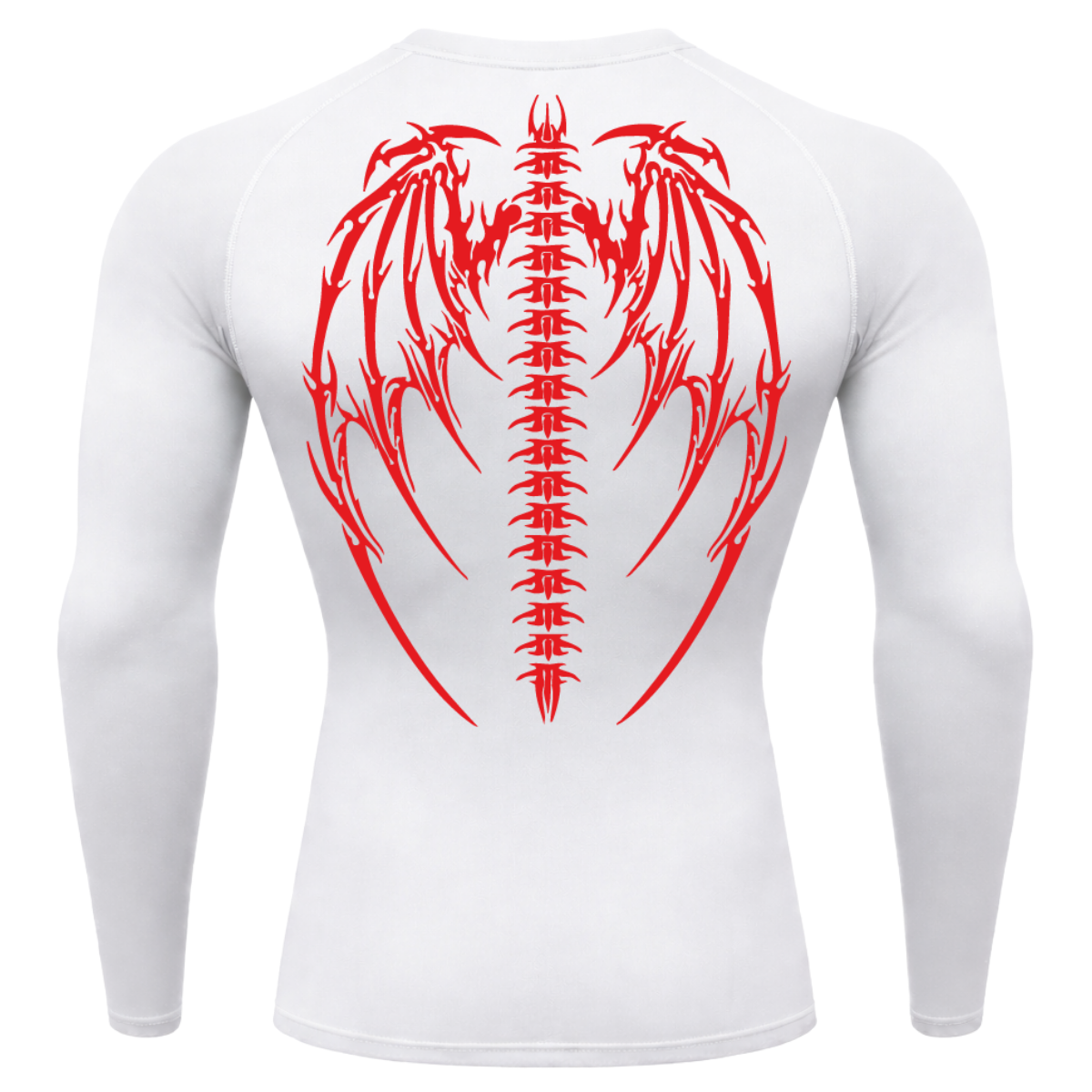 Camiseta Longa Compressão Proteção UV Cyber Tribal Bones Wings Costas