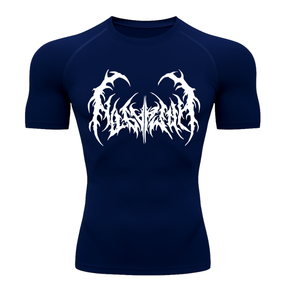 Camiseta Curta Compressão Proteção UV Cyber Tribal Dark Metal Rash Guard
