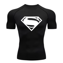 Camisa Compressão Proteção Uv 50+ Estampada Tecido Gelado Segunda Pele Manga Curta Super Man Super Homem Rash Guard