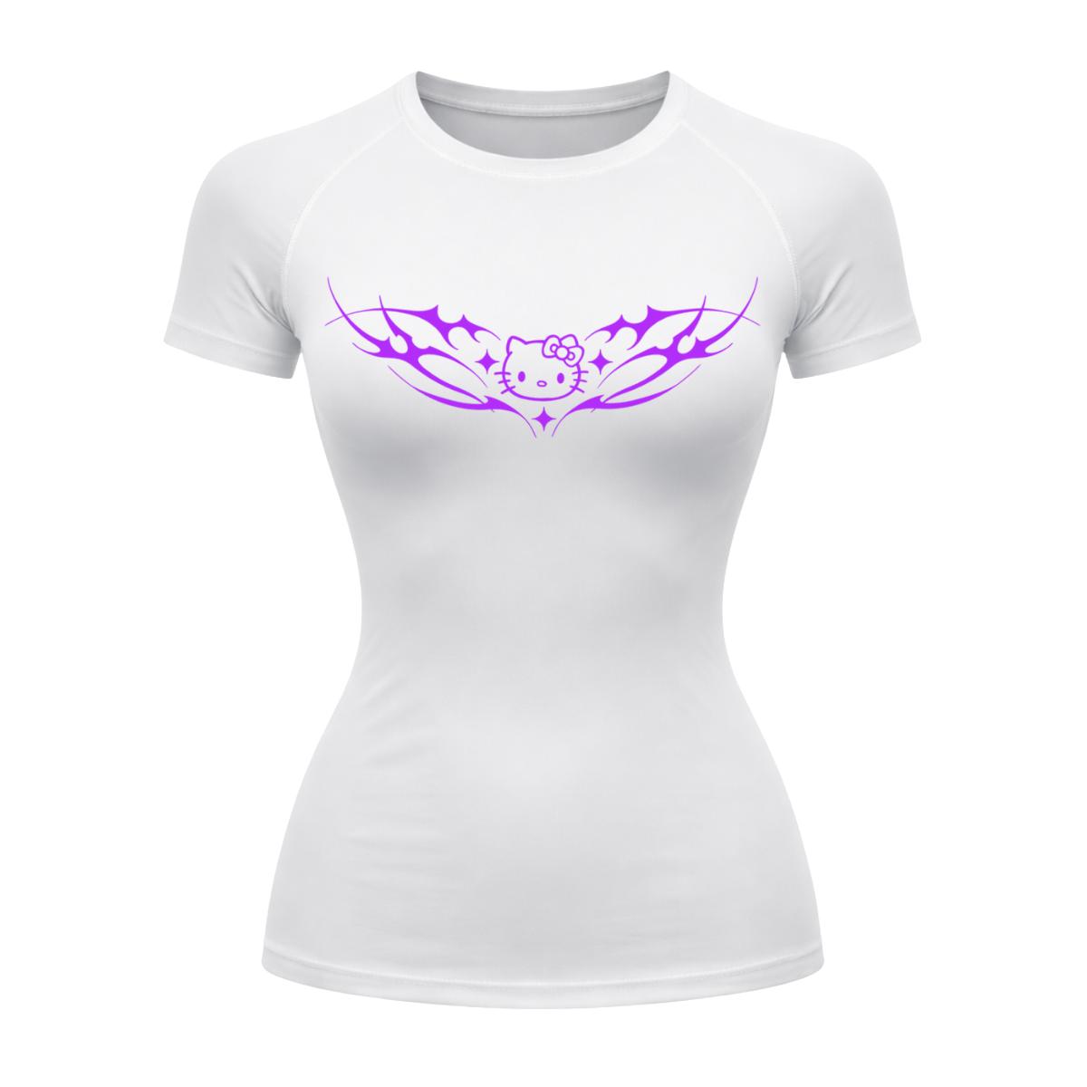 Camiseta Compressão Uv Manga Curta Cyber Tribal Angel Hello Kitty Rash Guard
