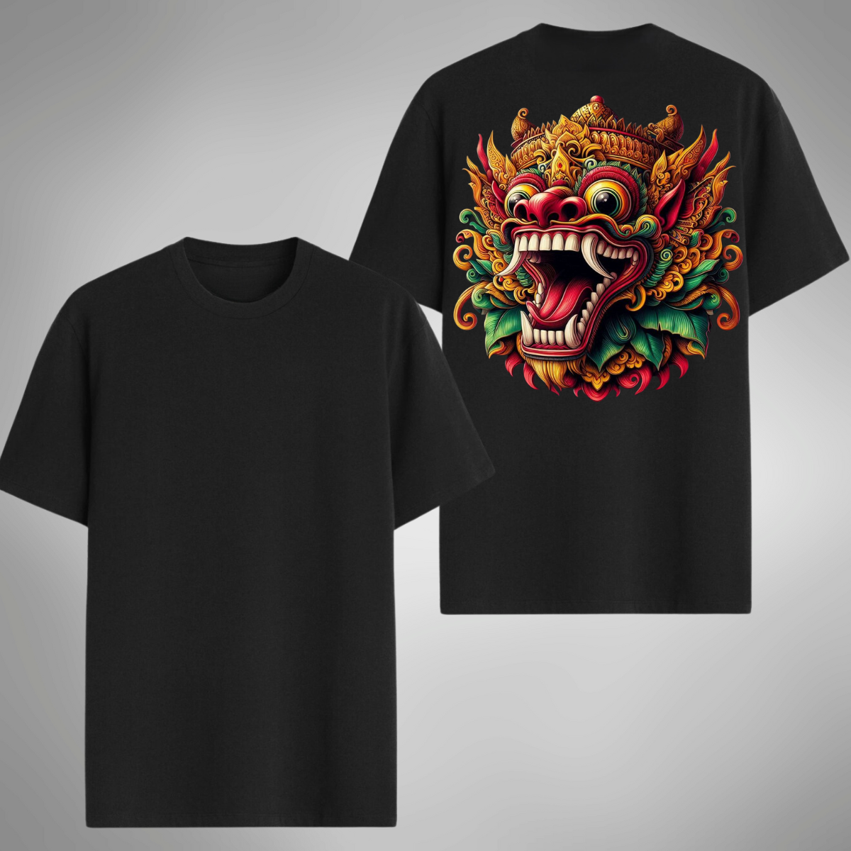 Camiseta Regular Unissex Tatto Barong Bali Rei Casual Algodão 30.1 BARONG - 02