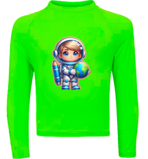 Camiseta Menino Astronauta Fofo Carregando O Planeta Térmica Juvenil Infantil Proteção Solar Uv 50+ Estampada - 08