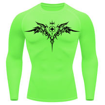 Camiseta Longa Compressão Proteção UV Cyber Tribal Angel Shadow Wings