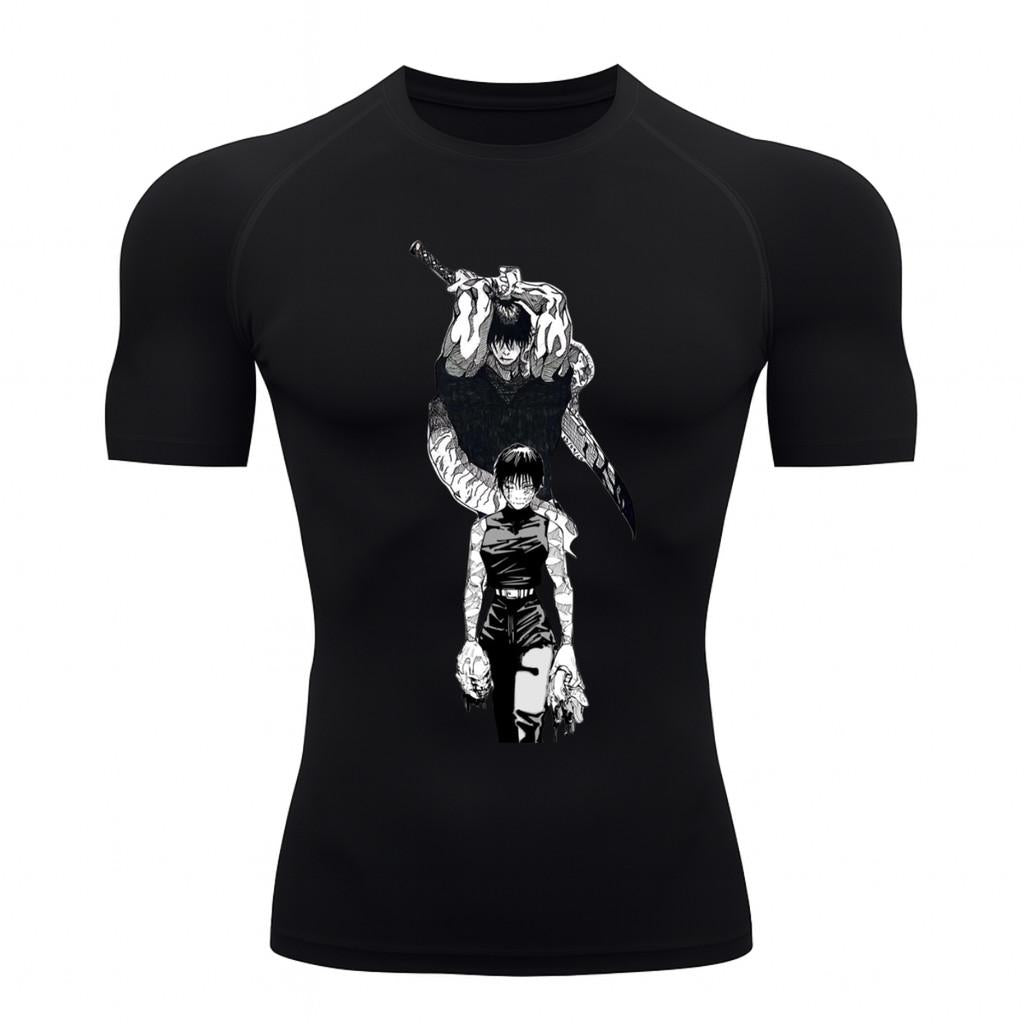 Camiseta Compressão Proteção Uv 50+ Manga Curta Jujutsu Kaisen Toji Zenin Behind Rash Guard