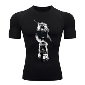 Camiseta Compressão Proteção Uv 50+ Manga Curta Jujutsu Kaisen Toji Zenin Behind Rash Guard