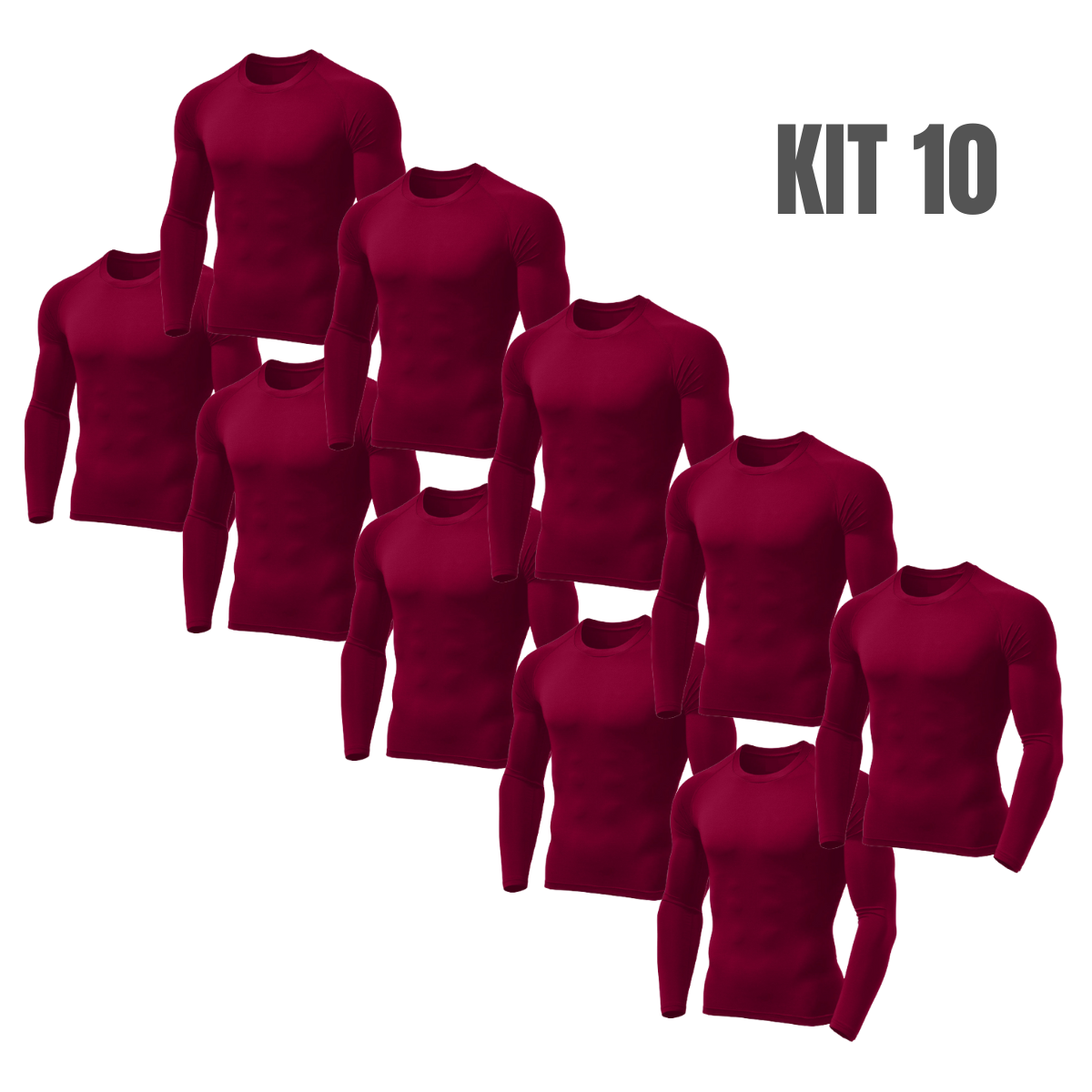 kit 10 camisas térmicas com proteção UV bordô