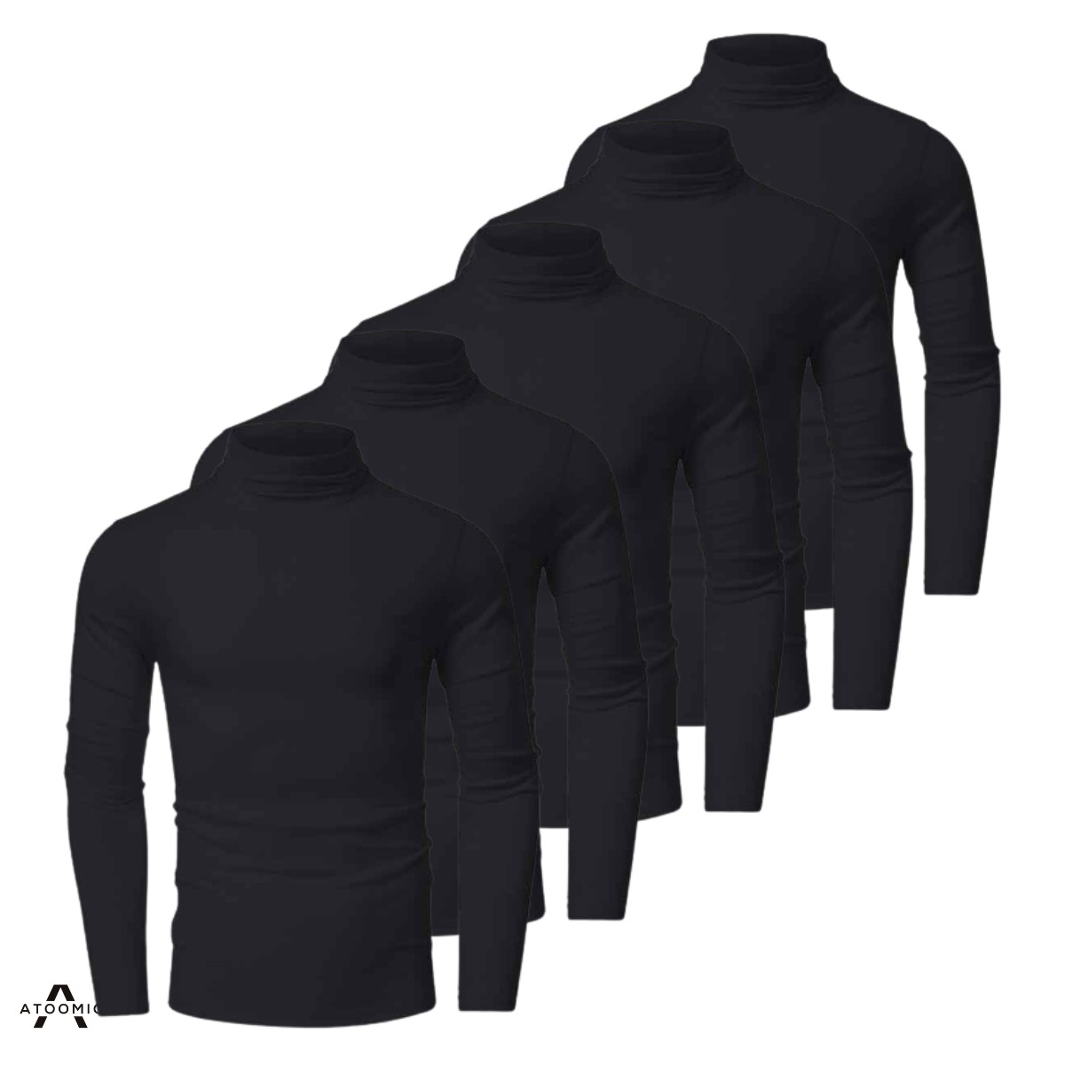 kit 5 camisas térmicas com proteção uv manga longa gola alta preto
