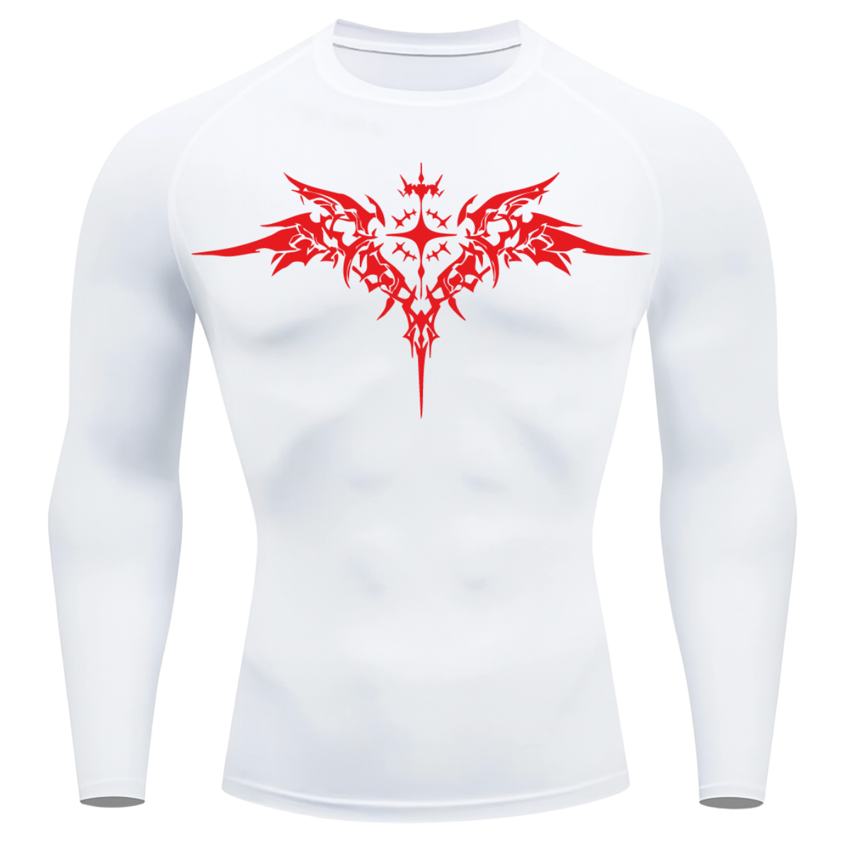 Camiseta Longa Compressão Proteção UV Cyber Tribal Angel Shadow Wings