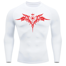 Camiseta Longa Compressão Proteção UV Cyber Tribal Angel Shadow Wings