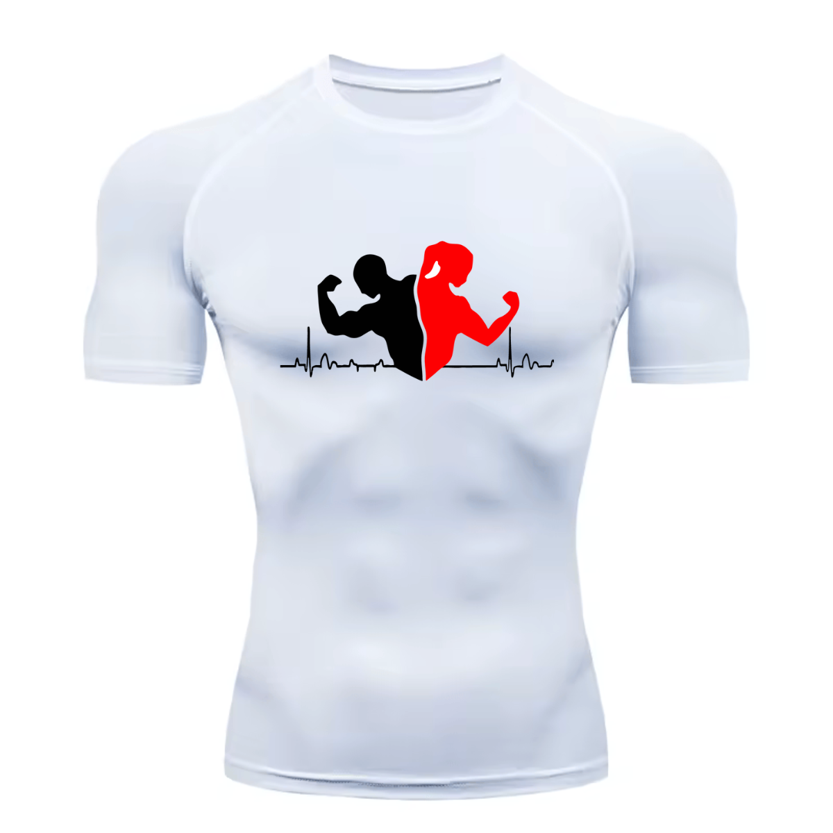 Camisa Compressão Proteção Uv 50+ Estampada Tecido Gelado Segunda Pele Manga Curta Strong Gym