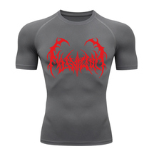 Camiseta Curta Compressão Proteção UV Cyber Tribal Dark Metal Rash Guard