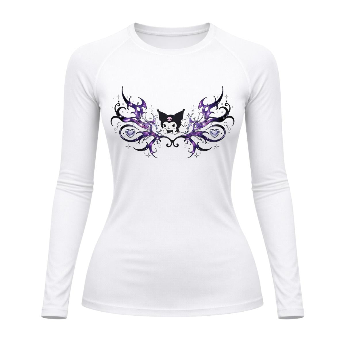Camiseta Compressão Uv Manga Longa Cyber Tribal Kuromi Hello Kitty Rash Guard