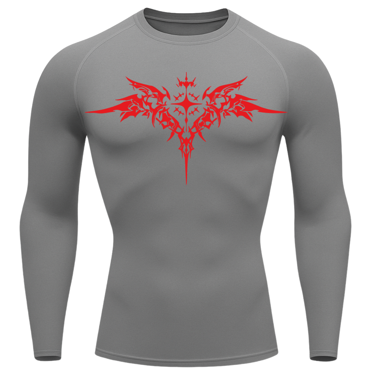 Camiseta Longa Compressão Proteção UV Cyber Tribal Angel Shadow Wings