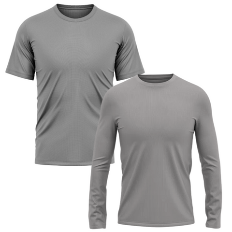 Kit 2 camisas térmicas com proteção UV manga longa e manga curta cinza 
